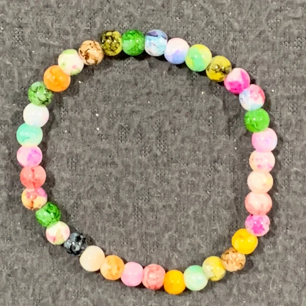 Handmade Beaded Bracelet Set Women OS Multicolor Boho Stretch Stackable Glass